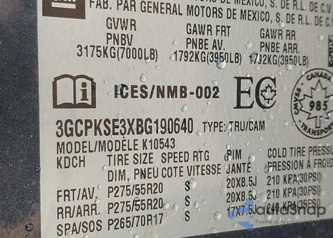 2011 Chevrolet Silverado 1500 Lt from USA, damaged, VIN 3GCPKSE3XBG190640